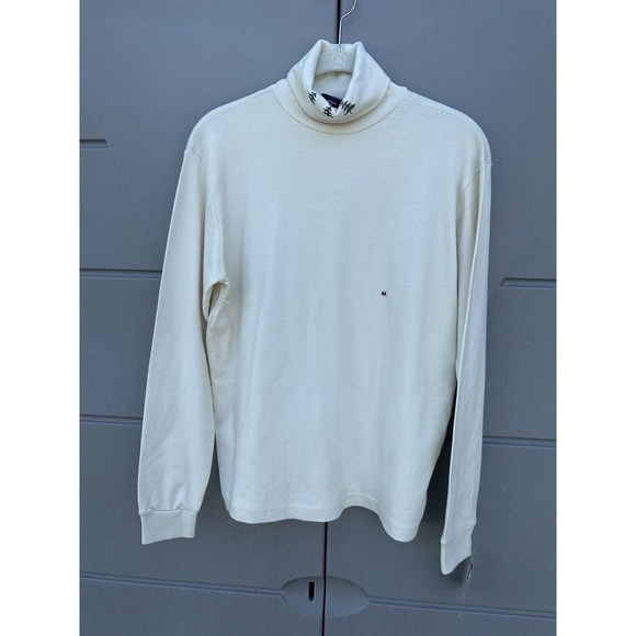 Woolrich Women's Ivory Pine Tree Embroidery Turtleneck Top Long Sleeve Sz M New - Picture 1 of 9